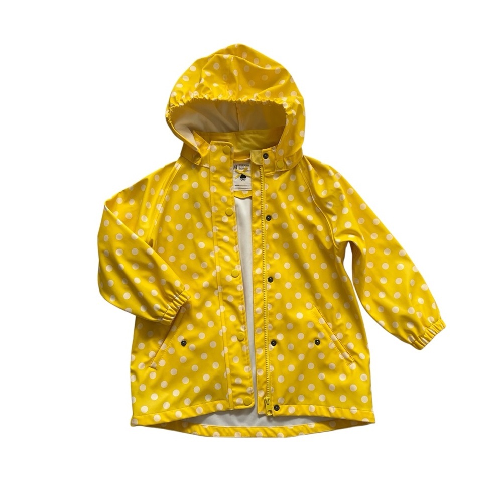 H&M Rain jacket Yellow and White Polka Dot Jacket